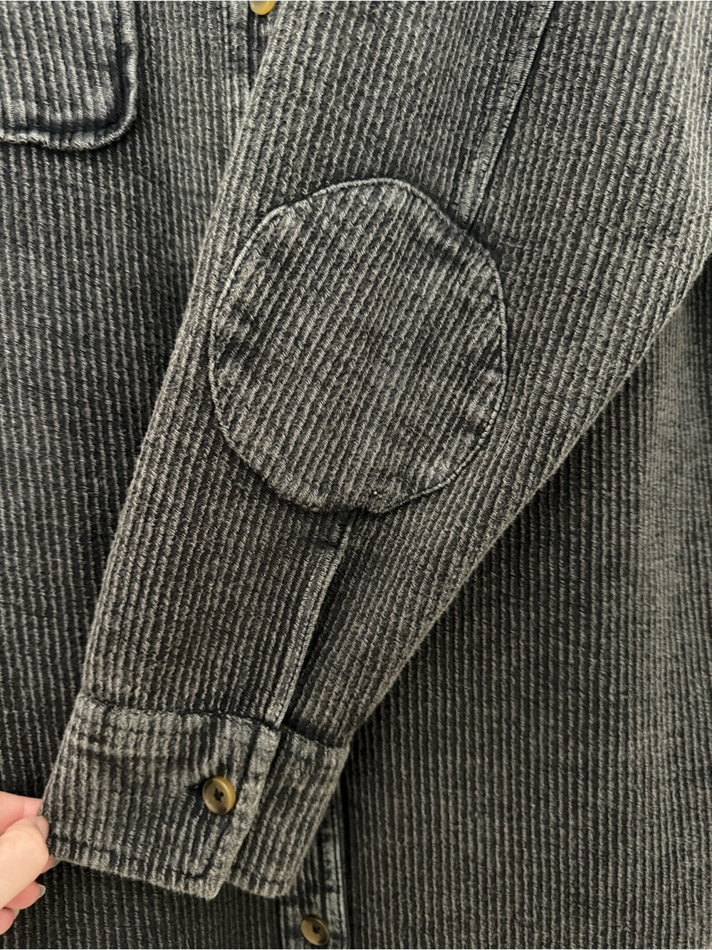 Pilcro Long Dark Gray Button-Front Jacket - Picture 8 of 9